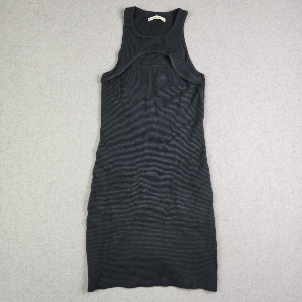 Abercrombie & Fitch‎ Midi Dress Womens L Black Ribbed Knit Cutout Chest Stretch